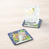 かわいいクリスマス、煙突にサンタクロースとおもちゃ コースター (右側)