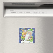 かわいいクリスマス、煙突にサンタクロースとおもちゃ マグネット (インサイチュ (食洗機))