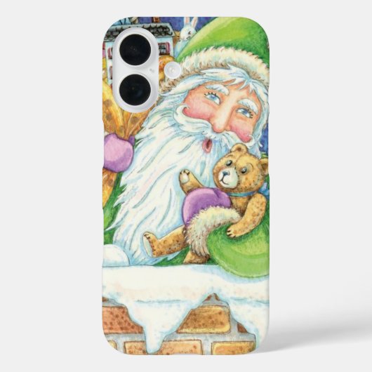 かわいいクリスマス、煙突の中のサンタクロースとおもちゃ Case-Mate iPhoneケース (裏面)