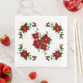 かわいいクリスマス 赤い花の紙ナプキン (インサイチュ)
