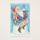 かわいいクリスマス、雪玉に座るサンタクロースとおもちゃ (正面)