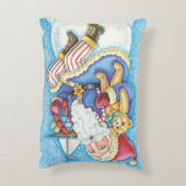 かわいいクリスマス、雪玉に座るサンタクロースとおもちゃ アクセントクッション (裏面(縦))
