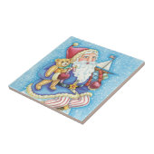 かわいいクリスマス、雪玉に座るサンタクロースとおもちゃ タイル (側面)