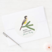 かわいいクリスマス《鳥》アメリカゴガライエローバード&グリーンツリー ラウンドシール (封筒)