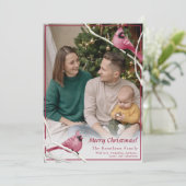 かわいいクリスマス（鳥）ショウジョウコウカンチョウバードファミリーフォト シーズンカード (スタンド正面)