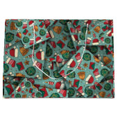 かわいいクリスマス[3D]ストッキングとサンタハット ラージペーパーバッグ (正面)