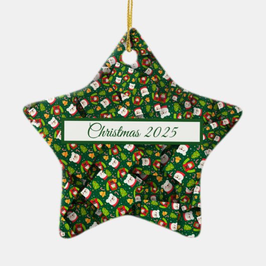 かわいいクリスマス[3D]ベアーズセーターと木 セラミックオーナメント (正面)