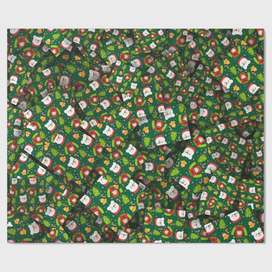 かわいいクリスマス[3D]ベアーズセーターと木 ラッピングペーパー (フラット)