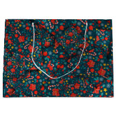 かわいいクリスマス[3D]ポインセチア&キャンディ ラージペーパーバッグ (正面)