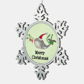 かわいいクリスマスNarwhal スノーフレークピューターオーナメント (右)