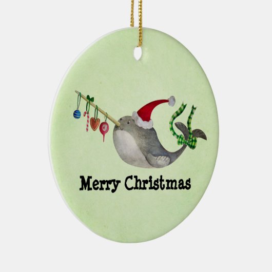 かわいいクリスマスNarwhal セラミックオーナメント (右)