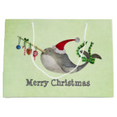 かわいいクリスマスNarwhal ラージペーパーバッグ (正面)