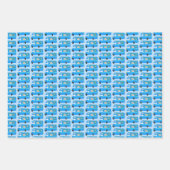 かわいいクリスマスRVキャンパーズモーターホームズホリデーブルー ラッピングペーパーシート (正面)