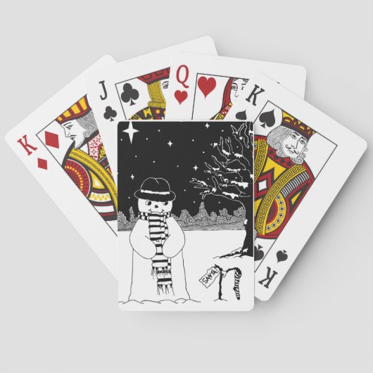 かわいいクリス絵画マスの白黒雪だるま トランプ (裏面)