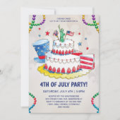 かわいいクリームケーキ愛国的な4th of Julyパーティー 招待状 (正面)