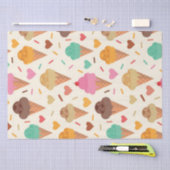 かわいいクリームコーンとハート 薄葉紙 (クラフト)