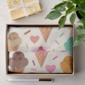 かわいいクリームコーンとハート 薄葉紙 (ギフト)