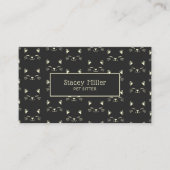 かわいいクリームチャコールキャット顔ペットシッター 名刺 (正面)