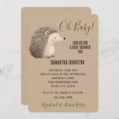 かわいいクリームブラウンハリネズミ 招待状 (正面/裏面)