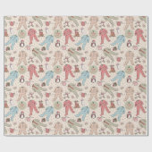 かわいいクリームベビー初めてのクリスマス パーソナライズされた ラッピングペーパー (フラット)