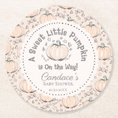 かわいいクリームリトルカボチャ秋ベビーシャワー ラウンドペーパーコースター (正面)