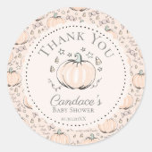 かわいいクリームリトルカボチャ赤ちゃんシャワーありがとう ラウンドシール (正面)