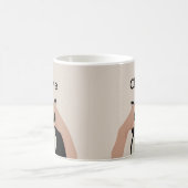 かわいいクリーム白黒キャットハートハンドカスタムズ コーヒーマグカップ (中央)