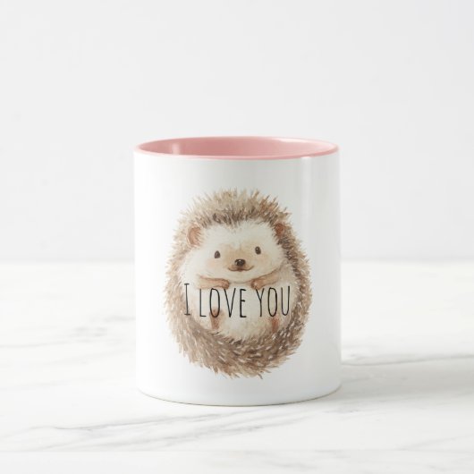かわいいクリーム色のハリネズミ マグカップ (中央)