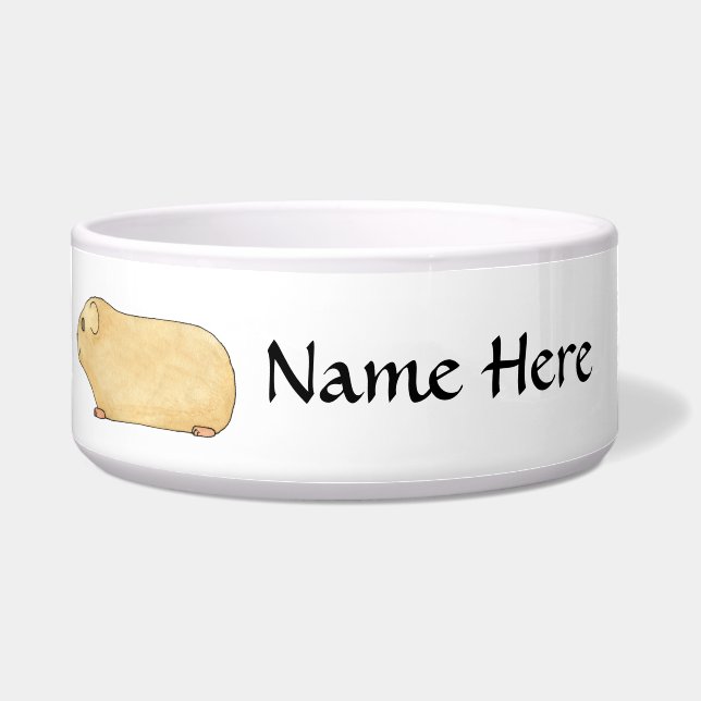 かわいいクリーム色のモルモット。 ボウル (正面)