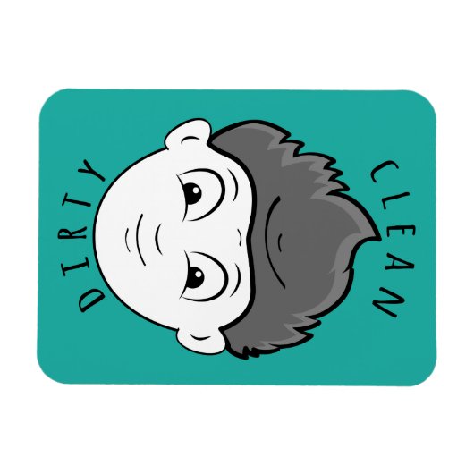 かわいいクリーン少年ダーティひげ男の食洗機 マグネット (横)