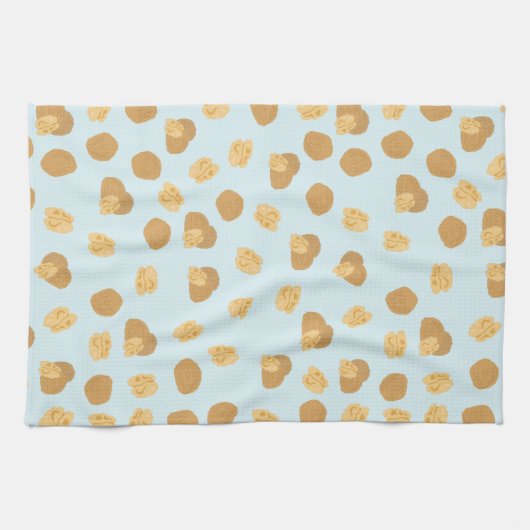 かわいいクルミのナッツパターンのキッチンデコ キッチンタオル (横)