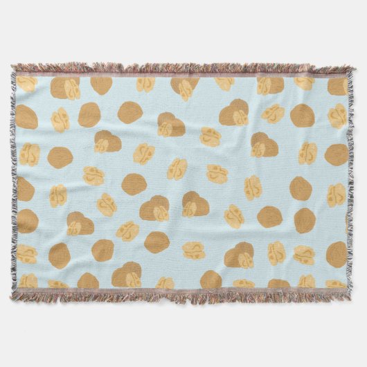 かわいいクルミのナッツパターン スローブランケット (正面)