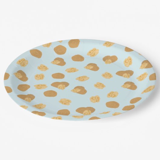 かわいいクルミのナッツパターン ペーパープレート (アングル)