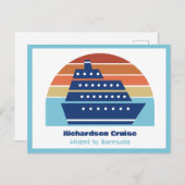 かわいいクルーズシップ家族旅行サンセットパーソナライズされた ポストカード (正面/裏面)