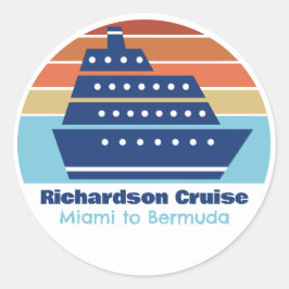 かわいいクルーズシップ家族旅行サンセットパーソナライズされた ラウンドシール