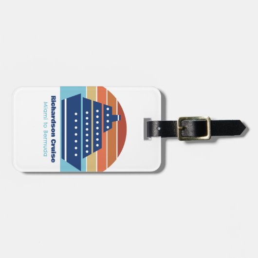 かわいいクルーズシップ家族旅行サンセットパーソナライズされた ラゲッジタグ (正面横)