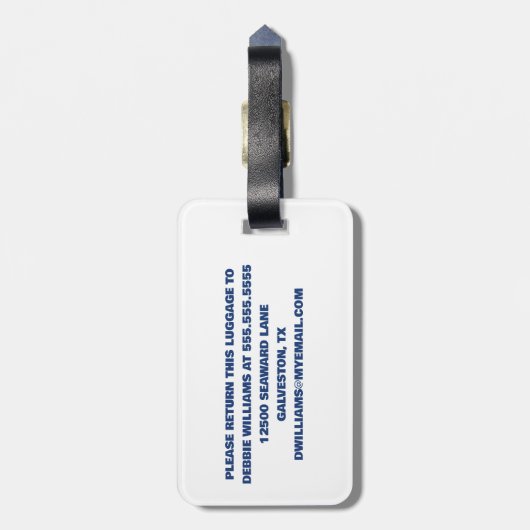 かわいいクルーズシップ家族旅行サンセットパーソナライズされた ラゲッジタグ (裏面縦)