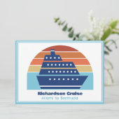 かわいいクルーズシップ家族旅行サンセットパーソナライズされた 招待状 (スタンド正面)