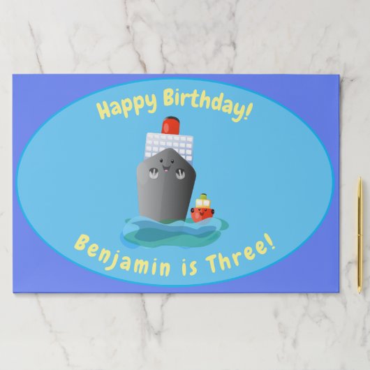 かわいいクルーズ船タグボート漫画イラストレーション ペーパーパッド (インサイチュ)