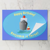 かわいいクルーズ船タグボート漫画イラストレーション ペーパーパッド (折り畳み)