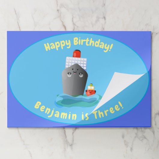 かわいいクルーズ船タグボート漫画イラストレーション ペーパーパッド (折り畳み)