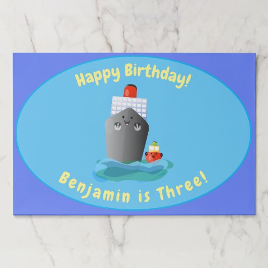 かわいいクルーズ船タグボート漫画イラストレーション ペーパーパッド (正面)