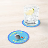 かわいいクルーズ船タグボート漫画イラストレーション ラウンドペーパーコースター (インサイチュ)