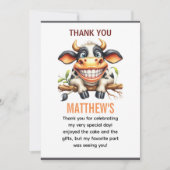 かわいいクレイジーな牛の牧場テーマ 1歳の誕生日 サンキューカード (正面)