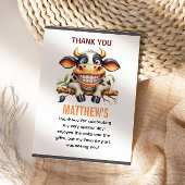 かわいいクレイジーカウファームテーマ1歳の誕生日 サンキューカード