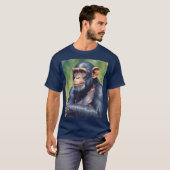 かわいいクレイジー・ファニー・チンパンジー Tシャツ (正面フル)