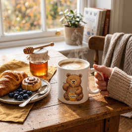 かわいいクレヨンのテディベアのはちみつコーヒーマグ コーヒーマグカップ