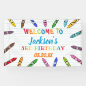 かわいいクレヨンアートの紙のカラフルパーティー誕生日 横断幕 (横)