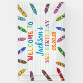 かわいいクレヨンアートの紙のカラフルパーティー誕生日 横断幕 (縦)