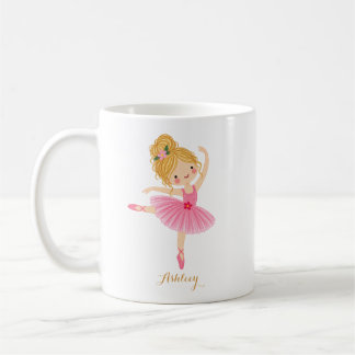 かわいいクレヨンバレリーナ 名前入り コーヒーマグカップ